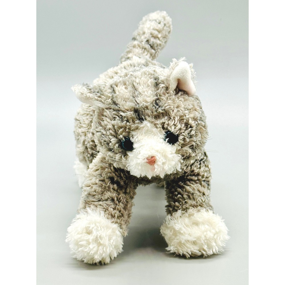 Gund Bootsie Plush Cat Gray White Striped Curly Fur 1137 Blue Eyes Stuffed‎
